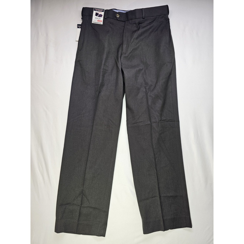 Roundtree & Yorke TravelSmart 34x30 Brown Classic Fit Flat Front Pants Expander